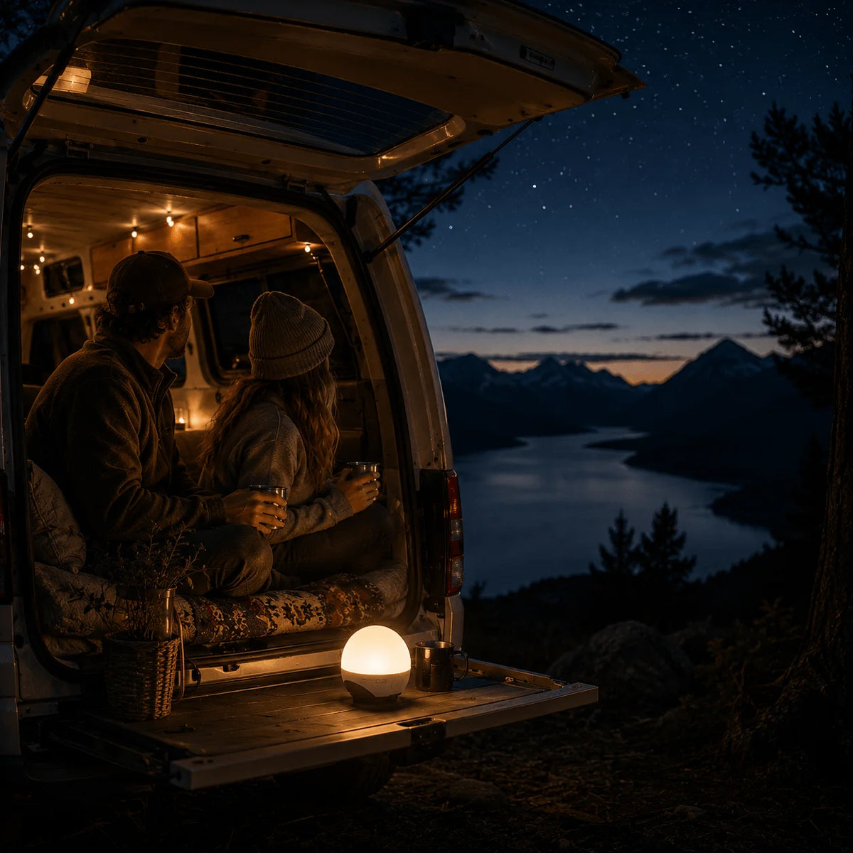VireLamp C02 Outdoor Camping Lamp Handheld Moon-Shaped With Black